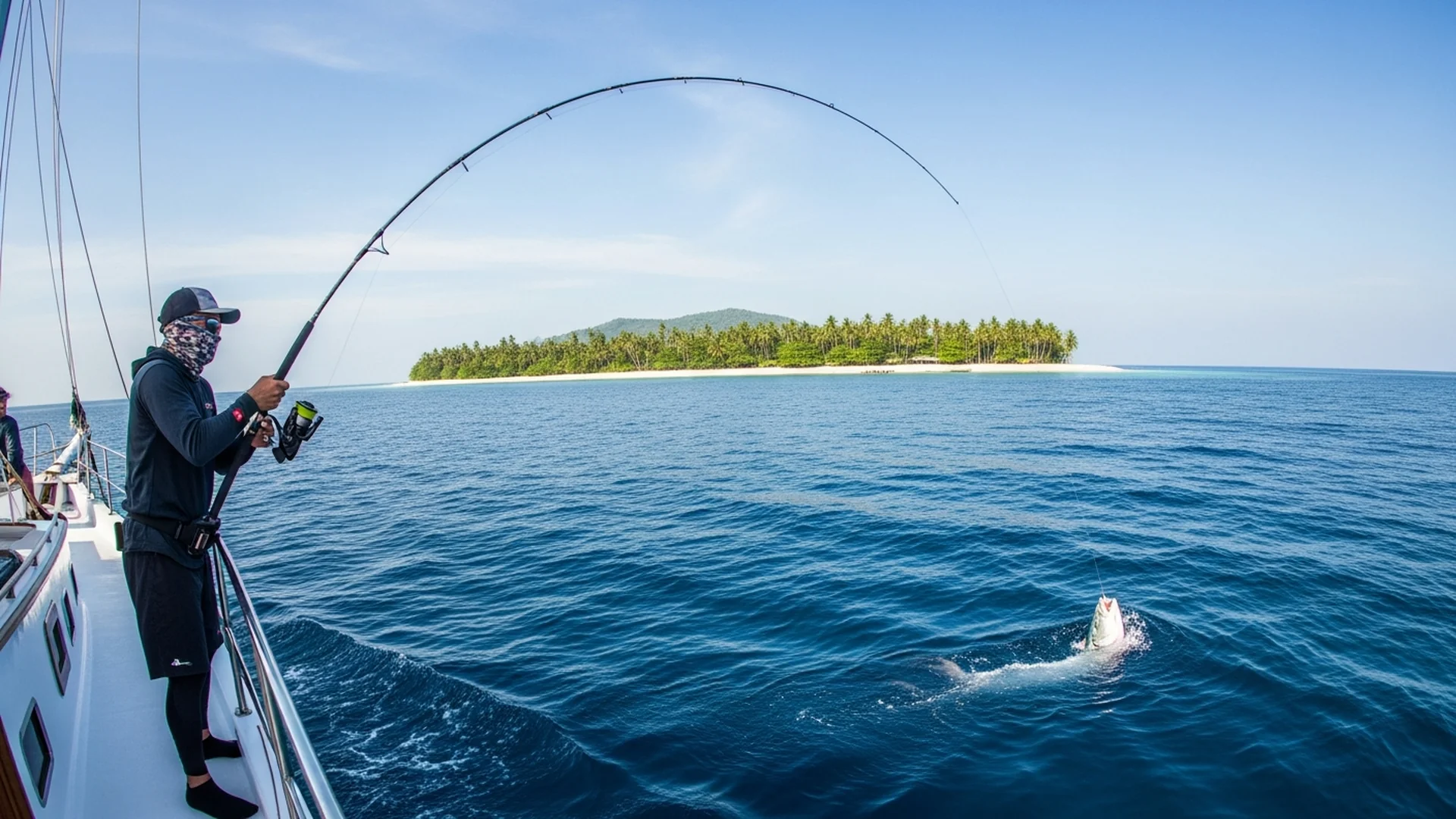 Sport fishing from luxury phinisi yacht